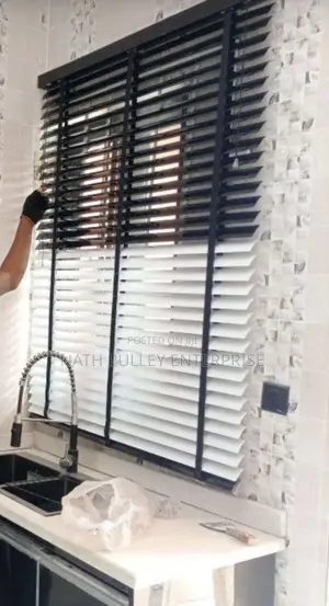 Black on White Wooden Blinds