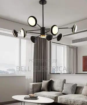 Modern Led Pendant Light Circular Black Gold Chandelier