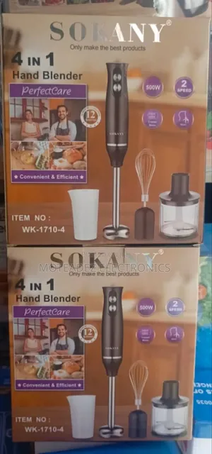 Sokany 500w 4in1 Electric Hand Blender, Mixer, Chopper,Whisk