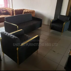 Pure Leather 5 Seaters Office Visitors Chair