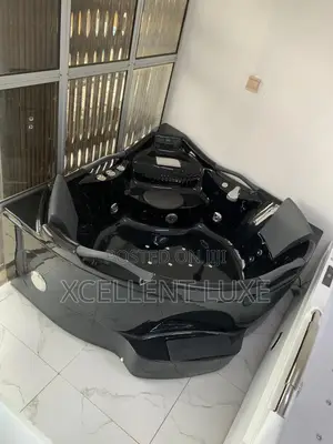 Black Corner Jacuzzi Massage Bathtub
