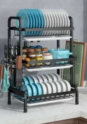 Dish Rack Utensils 3 Layers Stainless Steel Kitchen Rack