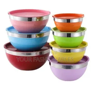 7 Set Pure Stainless Steel Food Storage and Preparation Bowls (Large)