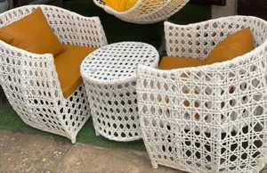 Rattan Chair With Table Glass Top
