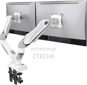 White Dual Monitor Stand for 13 - 32 Curved Flat Screens