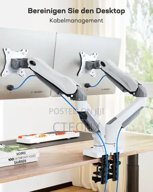 White Dual Monitor Stand for 13 - 32 Curved Flat Screens