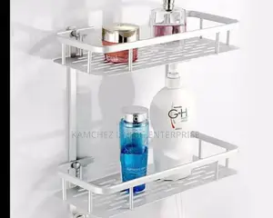 2-Tier Wall-Mounted Bathroom Shelf – Aluminum