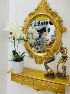 Wooden Console Mirror With Drawers Key Hanger