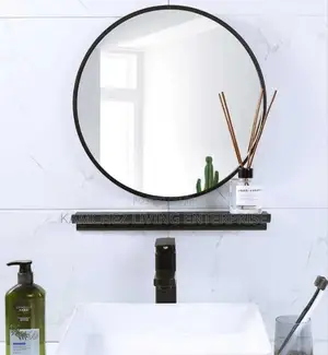 50*50cm Round Wall-Mounted Decorative Bathroom Mirror– Black