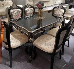 Wooden Top Royal Dinning Table With Eight Sitter Chairs