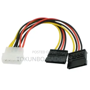 Molex To 2 Sata Dual Power Y Splitter Cable 2 Way 4pin-15pin