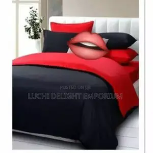 Cotton Fiber Duvet Bedspread, Pilllowcase- Black Red Mix 6x6