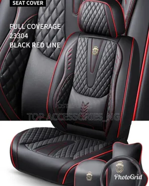Quality Noble Leather Black Seat Cover With Toy H of Red
