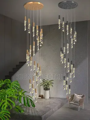 Modern Gloss Crystal Staircase Long Chandelier