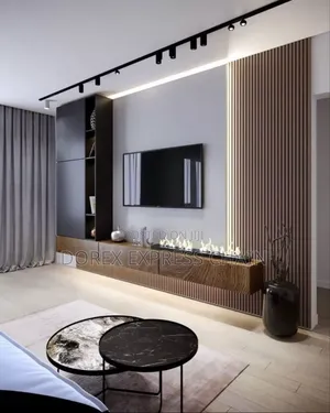 Elegant Fluted Panel Tv Console With Storage Units.