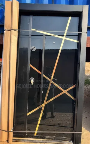 Quality Luxury Black and Gold Line Turkey Security Door