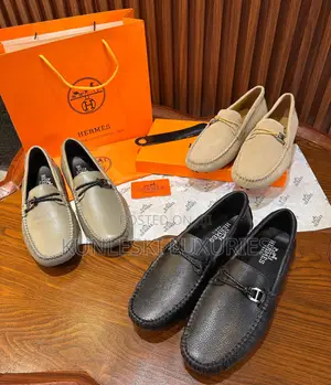 Original Hermes Loafers Rough Leather/Suede Shoe for Men