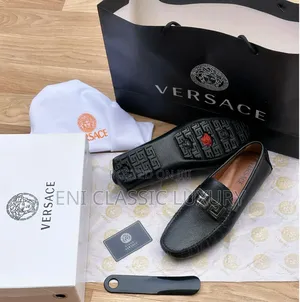 Pure Quality Luxury Leather Loafers Shoes Versace Available
