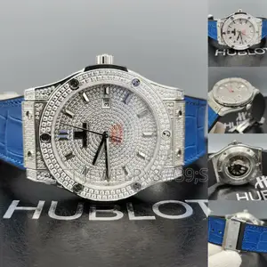 Nice Hublot Geneva Ice Diamond Bezel Stones Quality Leather