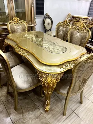 Luxury Gold Marbel Dinning Table Set by 6chairs