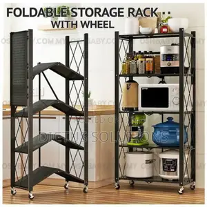 Foldable Storage Rack With Wheels and Brakes