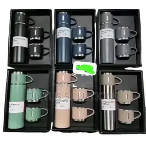 Vacuum Flask With (3) Three Cups