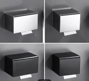 Stylish Black Stainless Steel Tissue Holder Box - Wall-Mount