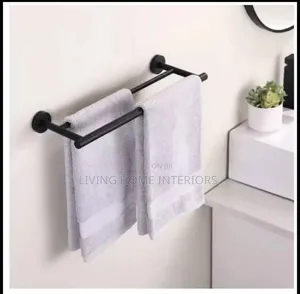 2 in 1 Black Towel Rail