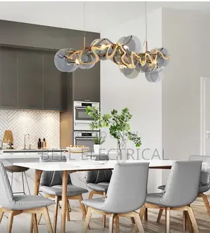Dinning Round Oval White Grey Iron Glass Led Chandelier