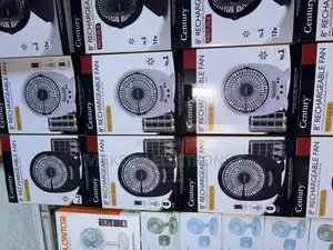 Century 8” Rechargeable Fan With Solar Panel and 2bulbs