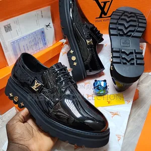 Loius Vuitton Glossy Leather Double Sole Lace Up Shoes