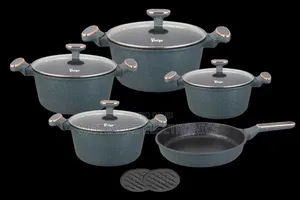 Vmigo 11pcs Quality Die Cast Nonstick Granite Cookware Set
