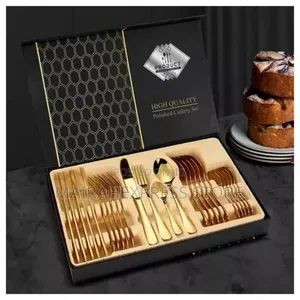 24pcs Polished Gold Cutlery Set (Boxed)