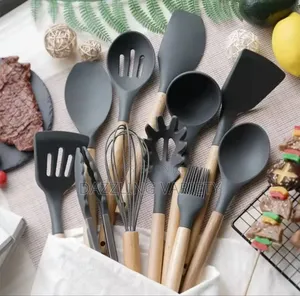 12pcs Big Size Silicone Non-Stick Heat Resistant Cooking Spoon Set