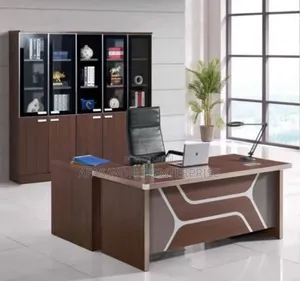 Brown Color Mobile Office Table With Extension