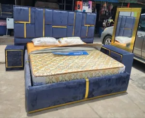 6 by 6 Padded Bedframe With 2 Bedsides Drawers