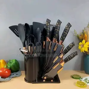 Marble Design Silicone Spoon With Knife Set