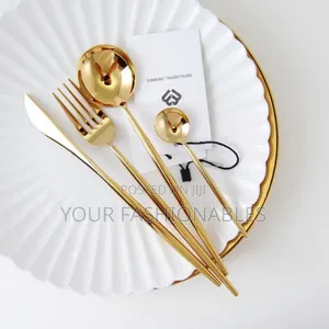 24pcs Luxury Gold Stainless Steel Cutlery Set