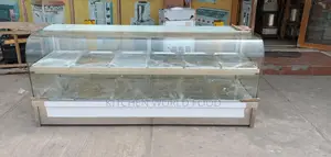 Foreign Curve Glass Food Display Warmer 12plate