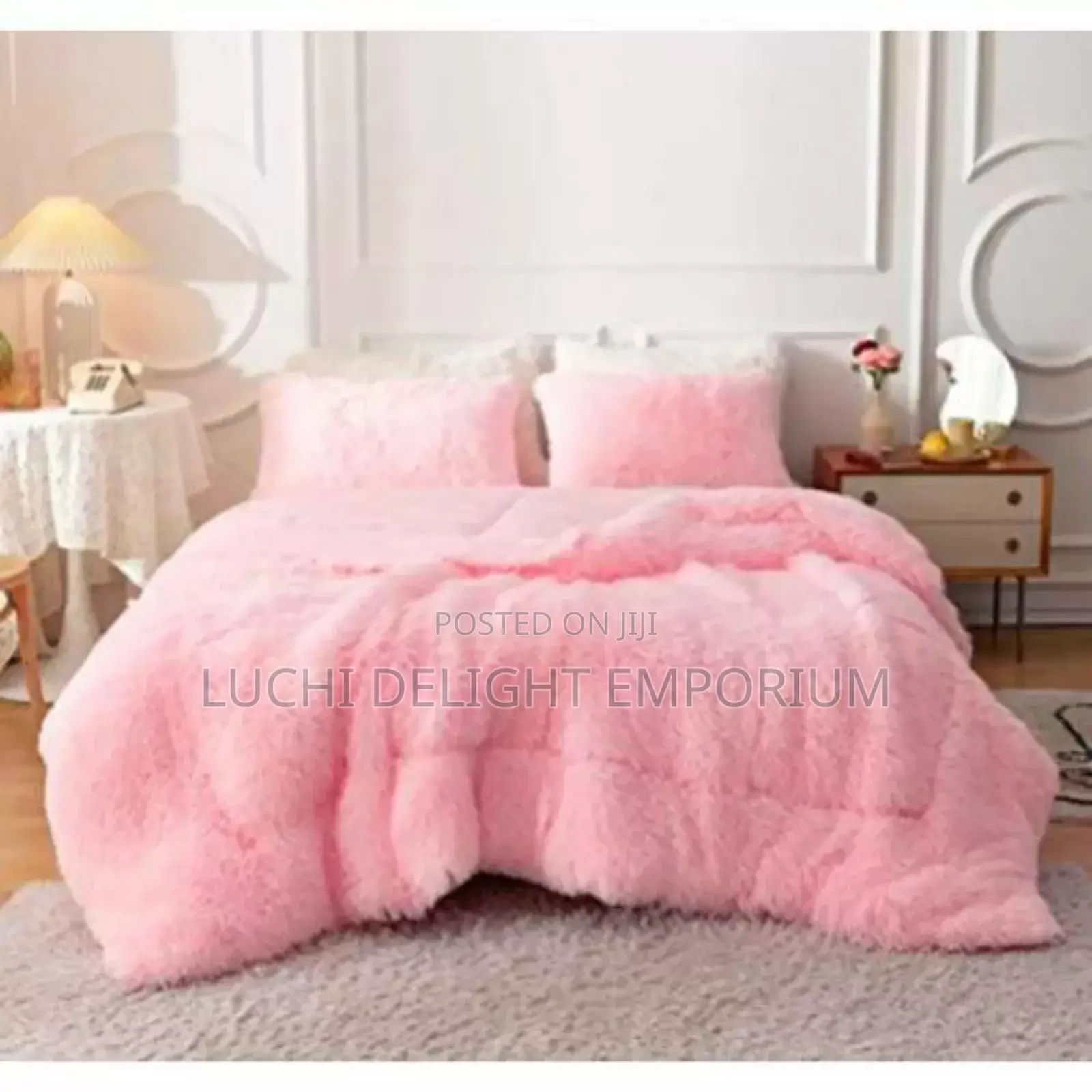 Spice Bedsheets Fur Duvet With Plain Bedsheet 2pillowcases
