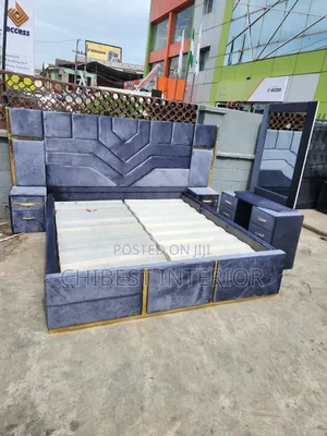 Dark Grey Coloured 7by6 Set of Bed.