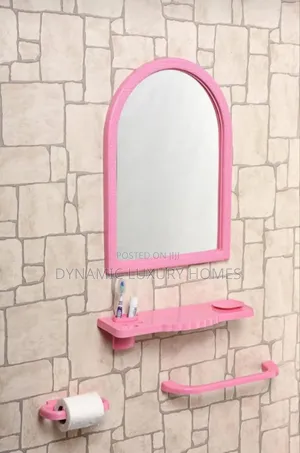 Bathroom Plastic Frame Mirror With Bathroom Accessories