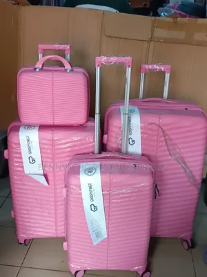 Set of 4 Pink Gp Unbreakable Rubber Luggages With Antitheft