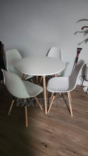 White Wooden Table and Chairs Set