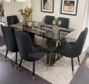 6 Seater Marble Dinning With Padded Seats