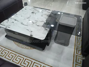 Square Mable Center Table With One Stool