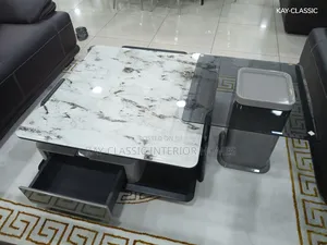 Square Mable Center Table With One Stool