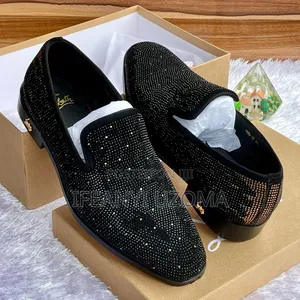 Exclusive Black With Sliver Stone Luxury Shoe