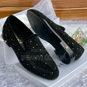 Exclusive Versace Black With Sliver Stone Luxury Shoe