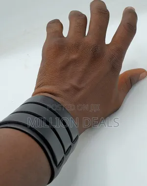 Luxury Black Leather Ski Men's Bracelet